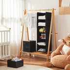 MAX Houser 6 Tier Shelf Hanging Closet Organizer, Closet Hanging Shelf with 2 Sturdy Hooks for Storage, 2 Pack, Foldable (Black)