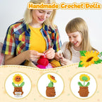 WenmthG Mini Positive Crochet Sunflower Doll - Funny Handmade Knitting Doll Birthday Emotional Inspirational Cheer Support Ideas Gifts for Women Girls Coworker Thank You Gifts