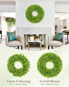 DDHS 28 inch Boxwood Wreath, Artificial Large Spring Wreaths for Front Door with Yellow Sash can DIY Shaped, Summer Wreaths for Hanging in the Shop, Farmhouse, Roof Green Everyday Wreath Home Decor