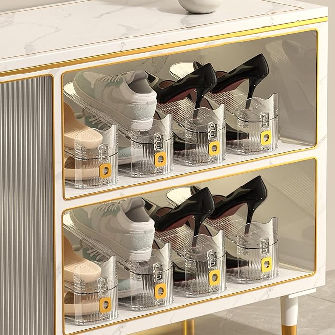 12Pack Shoe Slots Organizer for Closet Shoe Stacker Shoe Rack Organizer for Closet Space Saver Storage Shoe Holder Organization (Clear)