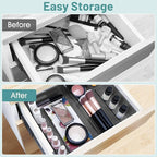 WOWBOX 21 PCS Clear Plastic Drawer Organizer Set, 4 Sizes Desk Drawer Divider Organizers and Storage Bins for Makeup, Jewelry, Gadgets for Kitchen, Bedroom, Bathroom, Office, Black