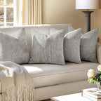 MIULEE Pack of 4 Couch Throw Pillow Covers 18x18 Inch Light Gray Soft Decorative Polyester Pillow Covers Farmhouse Accent Cushion Covers for Boho Spring Home Decor Sofa Bedroom Living Room