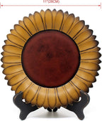 CVHOMEDECO. Sunflower Plate with Rack Primitives Rustic Display Wooden Plate Home and Office Décor Art, 11 Inch (Mustard Plate with Rack)