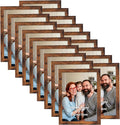 Giftgarden 5x7 Picture Frame Set of 18, Lightweight 5 by 7 Frames Bulk for Gallery Wall Photo Hanging and Tabletop Display, Rustic Brown