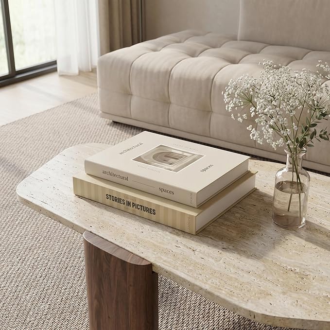 Beautiful Decorative Books - Set of 2 Boxes Enhance Your Coffee Table, Bookshelf or Mantel Decor - Aesthetic Fake/Faux Books for Modern Home Decoration, Photo Storage and as a Keepsake Box
