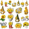 Maitys 36 Pcs Spring Flower Wooden Ornaments Sunflower Tulip Easter Tree Decoration Floral Gnome Hanging Wood Cutout Pastel Spring Decor for Home Small Tree Party(Sunflower)