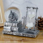 LED MusicCrystal Snow Globe， Sand Timer ，Hourglass,Home Decor,Table Decor for Living Room ，Office Desk Decorations[ Silver Ferris Wheel ]
