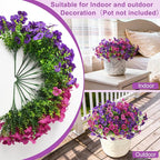 Artificial Fake Pansy Flowers for Outdoor, 12 Pcs Faux Silk Pansies Flower for Spring Summer Decoration, UV Resistant Fake Plants for Outside Planter Porch Yard Patio Home Decor(Purple Rose Red)
