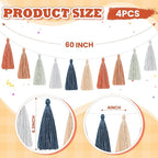 WILLBOND 4 Pieces Valentine's Day Tassel Garland for Classroom Wall Decor Boho Pastel Garland Cotton Tassel Banners for Party School(6.2 Inch,Brown Color)