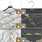 SMRITI Hanging Jewelry Organizer with Dual Zippered Pockets Canvas Double Sided Rotating Hanger Necklace Hanging Wall Organizer Earring Dustproof Holder Wall Mount Accessories Display Bag(Light Grey)