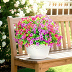 QUNPON Artificial Flowers for Outdoors,Faux Flowers Daisy with Eucalyptus Leaves for Indoor Garden Home Decoration,UV Resistant Artificial Flower Fake Plants for Porch Patio, 12 Bundles (Purple Pink)