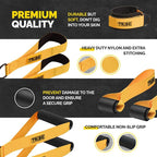 Tribe Lifting Tube Resistance Bands for Working Out Men and Women - 180lb Exercise Bands Set with Handles, Resistance Band Bar, Ankle Straps, Foot Straps, Door Anchor for Home Gym Strength Training