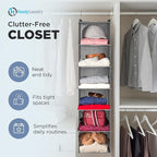 Handy Laundry Hanging Closet Organizer - 6 Shelf Storage for Clothes, Sweaters, Shoes & Accessories - Space-Saving Wardrobe Shelves with Hooks for Dorm, RV & Small Closet Organization (Grey)