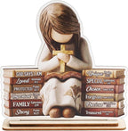 KATINAT Christian Gifts for Women, Bible Verse Desk Decor, God Says I Am Decorative Sign, Inspirational Religious Tabletop Plaque for Office Desk, Home, Prayer Room, Mother’s Day for Her