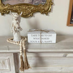 Decorative Books for Home Decor, White Faux Books for Decoration, Rustic Farmhouse Stacked Display Books with 52in Wood Bead Garland for Coffee Tables Living Room (TAKE TIME to DO)