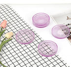 Modern Clear Coaster Set of 5- Glass Coasters for Drinks Crystal Coaster Round Cup Coasters Coffee Table Decor for Office, Kitchen, Bar, Dining Room, Living Room, Patio(Clear Purple)