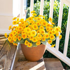 HyeFlora Dahlia Spring Artificial Flowers for Outdoors Fake Plants, 6 Bundles Outside Silk Daisy Realistic UV Resistant Faux Flowers for Outdoor Planters Porch Patio Yard Garden Home Decor, Yellow