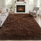 6x9 Area Rugs for Living Room Bedroom: Ultra Soft Fluffy Shag Rug Upgrade Non-Slip Non-Shedding Large Fuzzy Plush Carpet Indoor Floor Carpets for Kids Room Playroom Nursery Dorms Home Decor Brown
