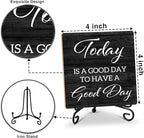 Inspirational Quotes Home Office Desk Decor with Stand - Today Is A Good Day to Have A Good Day - Motivational Wooden Sign Gift for Women Men Friends Coworkers - C20