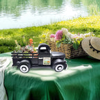 13.4 Inch Farmhouse Vintage Truck Decor with 20 Magnets Rustic Home Sweet Home Table Centerpieces Interchangeable Seasonal Holiday Decor Large Metal Pickup Truck Spring Garden Planter, Black