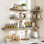 Acovy 36 Inch Floating Shelves, 3D Textured Wood Grain, 36"x9.25"x1.5" Inch Deep Floating Shelves for Wall, Wooden Shelves for Bathroom, Bedroom, Living Room, Vintage Gray Oak, 2 Pieces