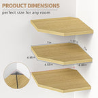 Corner Shelf Wall Mount, Floating Corner Shelves, Set of 6 Corner Wall Shelf Organizer, Rustic Wood Wall Storage Display Shelves for Living Room Bedroom Bathroom Kitchen, Rustic Brown, Oak