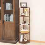 MaxSmeo Corner Shelf, 5-Tier Corner Bookshelf for Small Spaces, Vintage Corner Storage Display Shelves for Bedroom, Bathroom, Kitchen, Living Room (Walnut Brown)