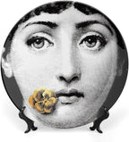Lina Cavalieri Plate, Wall Decorative Plate, Mysterious Face Plate Wall Hanging Decoration,Including Bracket And Special Spring HooK,style-2,7inch