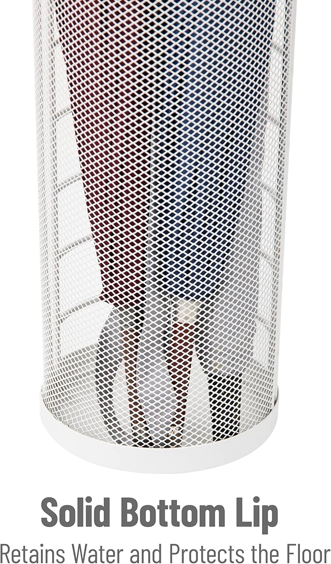 Mind Reader Umbrella Stand, Walking Cane Rack, Wraping Paper Holder, Entryway, Metal Mesh, 5.5" L x 5.5" W x 15.75" H, White