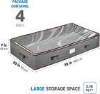Under Bed Storage Bins - Pack Of 4 Under The Bed Storage Containers For Clothes, Blankets, Winter Clothing, & Shoes - Underbed Storage Containers With Handles, Dual Zippers, & Clear Top