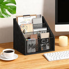 YATINEY Magazine Holder, Wood Magazine Rack Floor, Mail Organizer Countertop, Magazine Mail Holder Sorter, Record Holder for Magazines, Books, Newspapers, Tablets, Black MR02BB