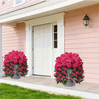Faux Geraniums Artificial Flowers for Outdoors Spring Porch Outside Decor, 2PCS Hotpink Silk Geraniums Vines Fake Hanging Plants UV Resistant Look Real for Outdoor Planters Patio Garden Balcony Home