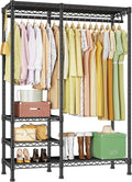 Ulif F4 Heavy Duty Clothes Rack (With Hanger Rod) Freestanding Clothing Racks for Hanging Clothes，Adjustable Closet Organizer System, Portable Garment Rack 45"W x 15.8"D x 71.3"H,Max Load 600LBS,Black
