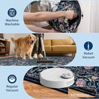 GarveeHome Indigo Blue Vintage Floral 2x6 Runner Rug Washable Kitchen Rugs Non Slip Boho Long Rug for Hallways Bedroom Entryway Bathroom Mat with Rubber Back