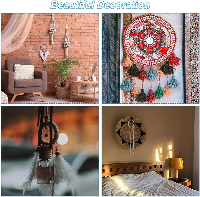 PATIKIL Dream Catcher Rings Set, 2 Set 4 Sizes Metal Star Shape Macrame Wreath Floral Ring Hoop for Christmas Decor Home DIY Craft Wedding Wall Hanging Decoration, Gold