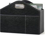 PU Leather Magazine Rack Floor foldable Magazine Basket Magazine Holder Organizer Newspaper Storage Bin Document File Holder for Home Office Living Room Table