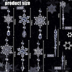 Giegxin 32 Pcs Crystal Christmas Ornaments Crystal Hanging Snowflakes Acrylic Xmas Tree Icicle Drop Decorations with Hooks for Christmas Snow Party Winter(Transparent)