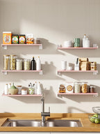Floating Shelves for Wall, Shelves for Decor Storage Set of 6, Wall Mounted Wood Shelf for Bedroom, Living Room, Bathroom, Kitchen,Long Picture Ledge Shelves. (Pink)