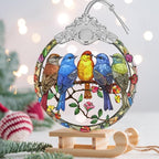 Christmas Ornaments - Stained Glass Christmas Decor - Birds Ornaments for Christmas Tree - Christmas Tree Ornament - Bird Lover Gift - Gifts for Friends - Xmas Gift Ideas - Gift Exchange