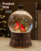 Christmas Cardinal Snow Globe Light up Lantern with 8 Songs, 6.99" Christmas Snow Globes for Kids Adults, 6H Timer & Dual Power, Snowglobes Christmas Decorations Indoor, Gifts for Women Men
