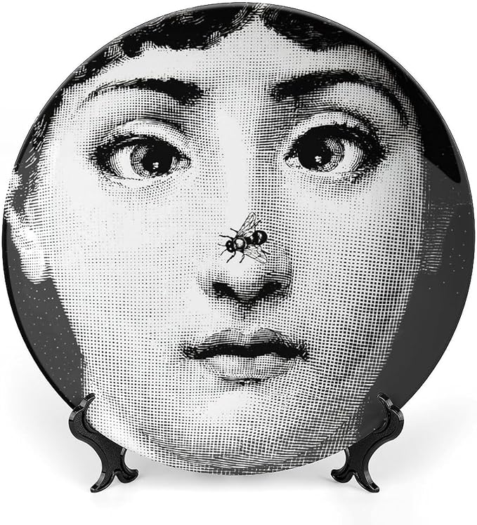 Lina Cavalieri Plate, Wall Decorative Plate, Mysterious Face Plate Wall Hanging Decoration,Including Bracket And Special Spring HooK, (Style-4, 8inch)