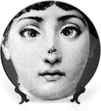 Lina Cavalieri Plate, Wall Decorative Plate, Mysterious Face Plate Wall Hanging Decoration,Including Bracket And Special Spring HooK, (Style-4, 8inch)