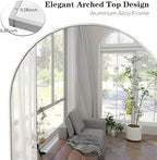 Prywot Full Length Mirror, 71"x30" Arched-Top Floor Mirrors, Modern Full Body Mirrors with Stand, Wall Mirror with Aluminum Alloy Frame for Bedroom,Living Room, White