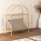PUERSI Freestanding Magazine Holder – Modern Touch Handbag Design, Magazine Organizer Metal Rack for Books, Vinyl Record, Newspaper (Gold)