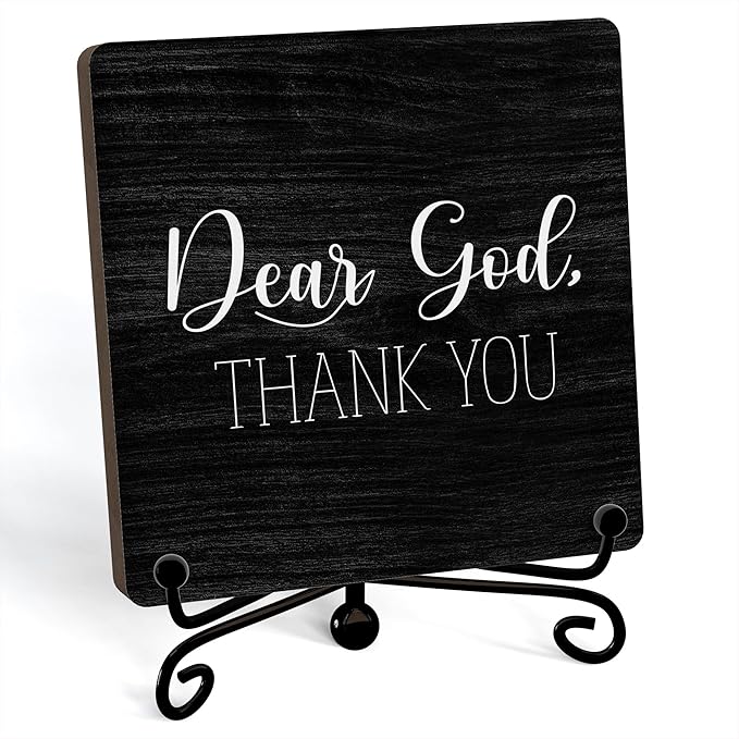 Modern Farmhouse Decor, Home Decor For Living Room, Boho Chic Aesthetic Shelf Decorations, Christian Dear God Sign, Farm House Entryway Tv Stand Fireplace Coffee Table Decoration (03)