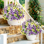 MARTINE MALL 18 Bundles Look Real Artificial Flowers for Outdoors, Realistic Fake Outdoor Flowers, UV Resistant Silk Pansy Flowers for Outside Faux Flower Plants for Outdoor Porch Garden, Mixed Colors