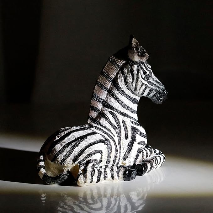Zebra Table Sculpture - Resin Zebra Figurine - Black, White - African Safari Zebra Collectible for Bedroom, Living Room, Office, Bookshelf, Mantel, Entryway, Foyer, Nursery -5.9inch L x 3.54inch H
