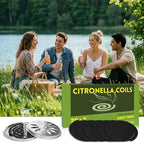 FIRIK Citronella Coils Outdoor, 20 PCS Citronella Incense Coil with 2 Incense Burner and 2 Coil Holders, Natural Lemongrass Coils for Patio Camping Farms Courtyards Backyard Garden BBQ Indoor, Black