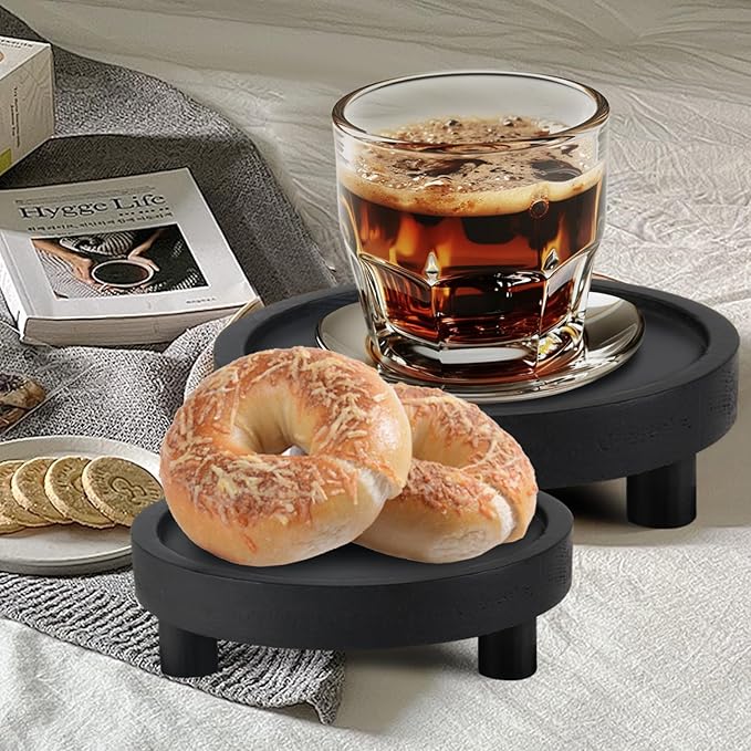 3PCS Wooden Display Risers for Display,Wood Riser Display Pedestal Stand for Home Décor (Modern Black,8,6,5'')