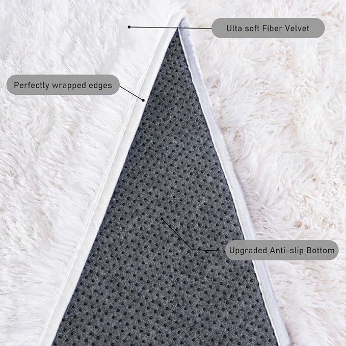 Rugs for Living Room 6x9, Soft Shaggy Modern Shag Area Rug for Bedroom, Upgrade Non-Slip Plush Fluffy Carpet for Kids Boys Girls Room Home Decor Aesthetic, Cream White